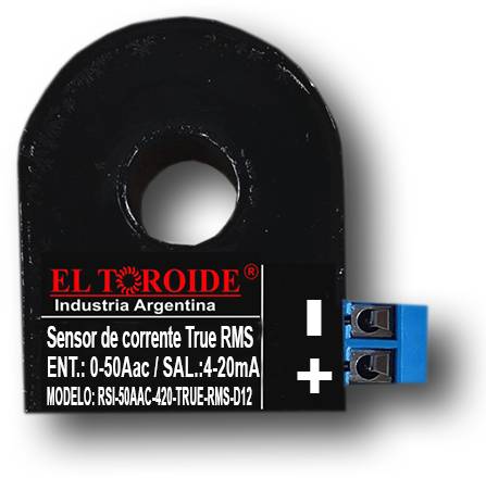 Sensor de corriente 4-20mA, vista frontal - El Toroide
