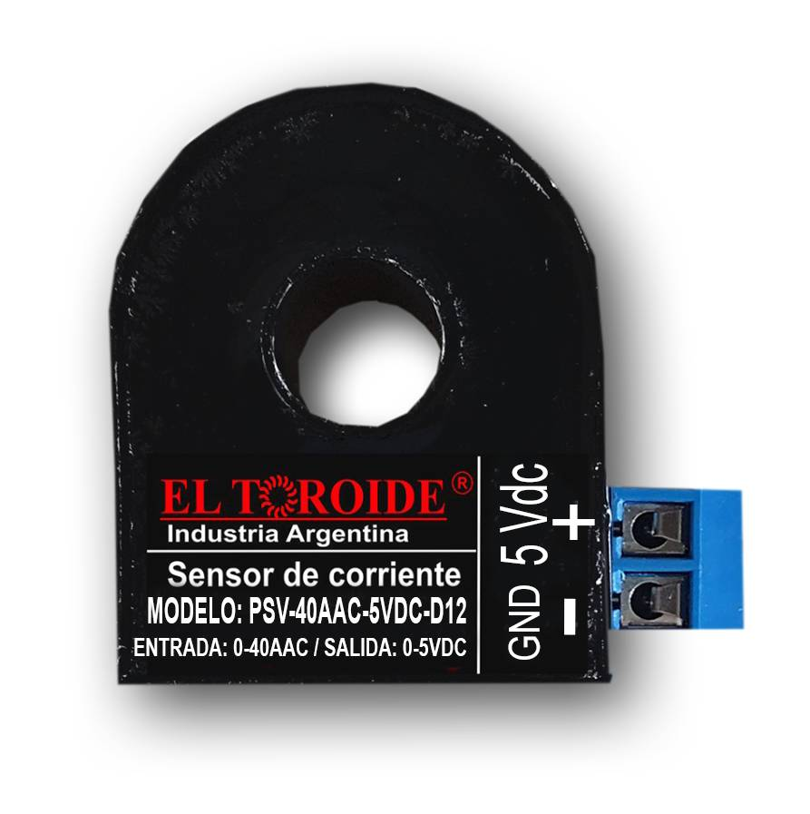 Sensor de corriente alterna, salida continua 5Vdc, RSV-XXXAAC-5VDC-D12 - El Toroide